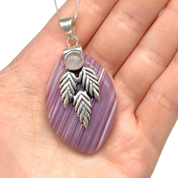 Jewelry - Pink Botswana Agate & Rose Quartz Pendant Necklace